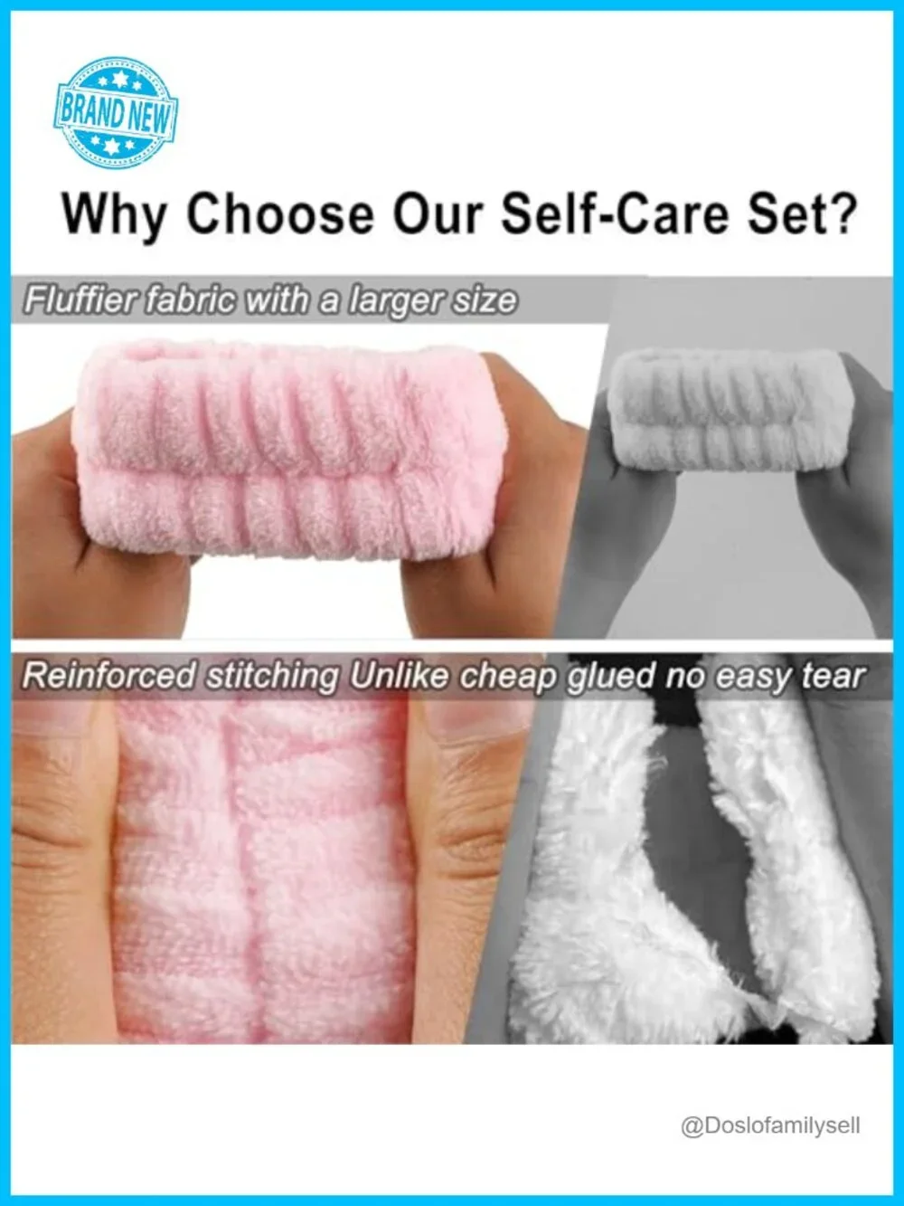 Spa Headband Wristband Set with Claw Clips, Reinforced Stitching, Skincare Kit